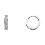 14K White Gold 4mm CZ Huggies Earrings