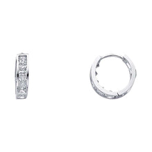 Load image into Gallery viewer, 14K White Gold 2mm CZ Huggies Earrings