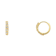 Load image into Gallery viewer, 14K Yellow Gold 2mm CZ Huggies Earrings