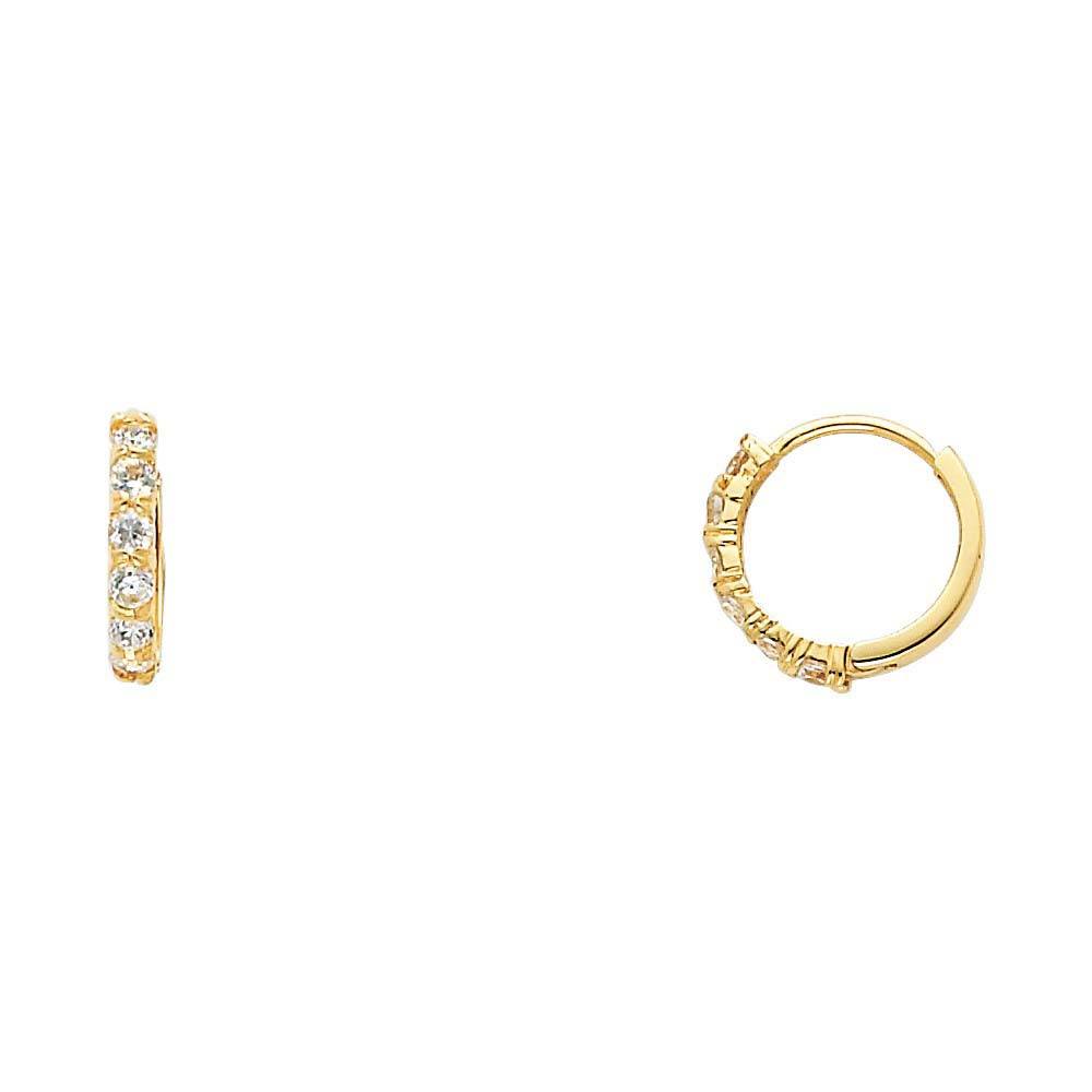 14K Yellow Gold 2mm CZ Huggies Earrings