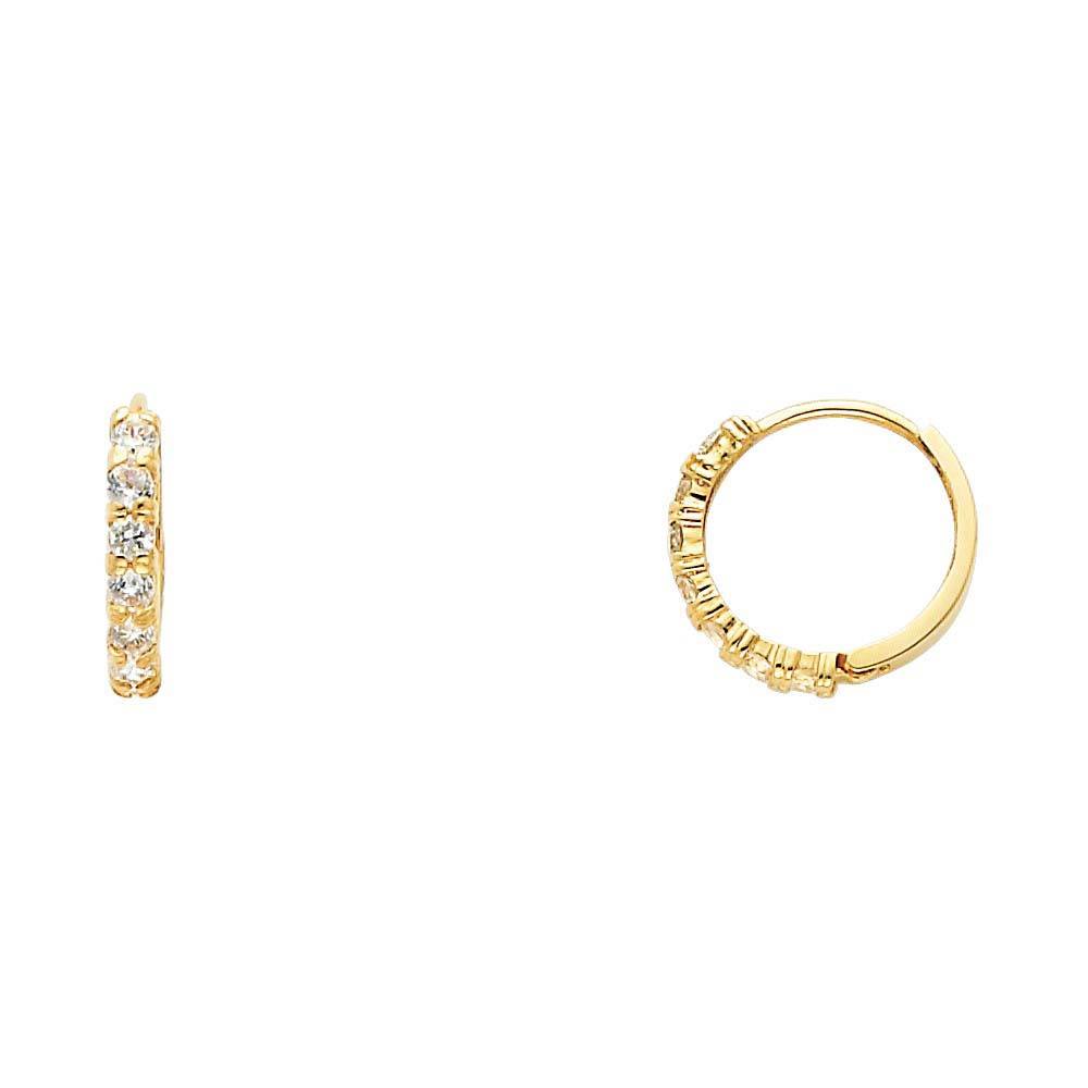 14K Yellow Gold 2mm CZ Huggies Earrings