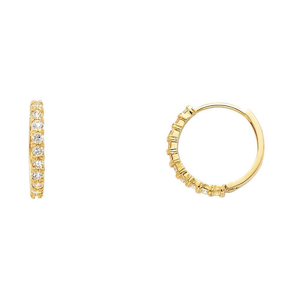 14K Yellow Gold 2mm CZ Huggies Earrings