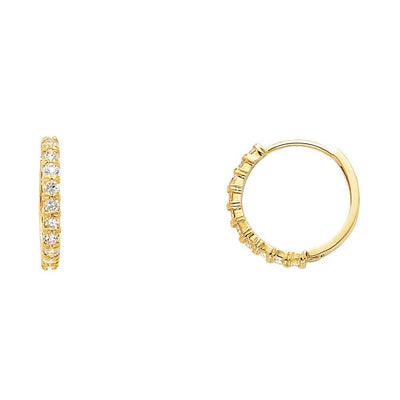 14K Yellow Gold 2mm CZ Huggies Earrings