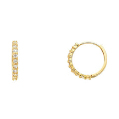14K Yellow Gold 2mm CZ Huggies Earrings