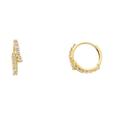 14K Yellow Gold 4mm CZ Huggies Earrings