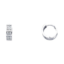 Load image into Gallery viewer, 14K White Gold 4mm CZ Huggies Earrings