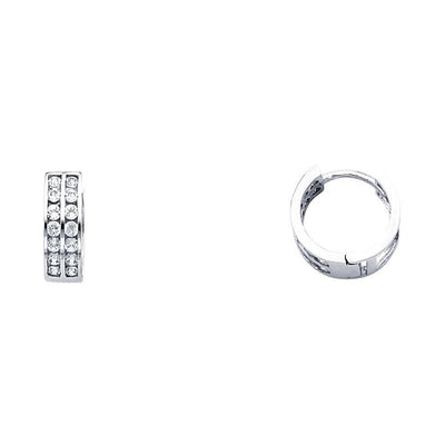 14K White Gold 4mm CZ Huggies Earrings