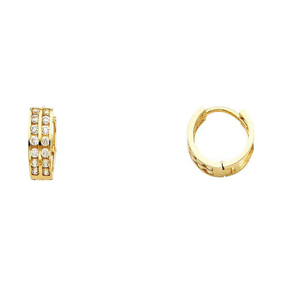 14K Yellow Gold 4mm CZ Huggies Earrings