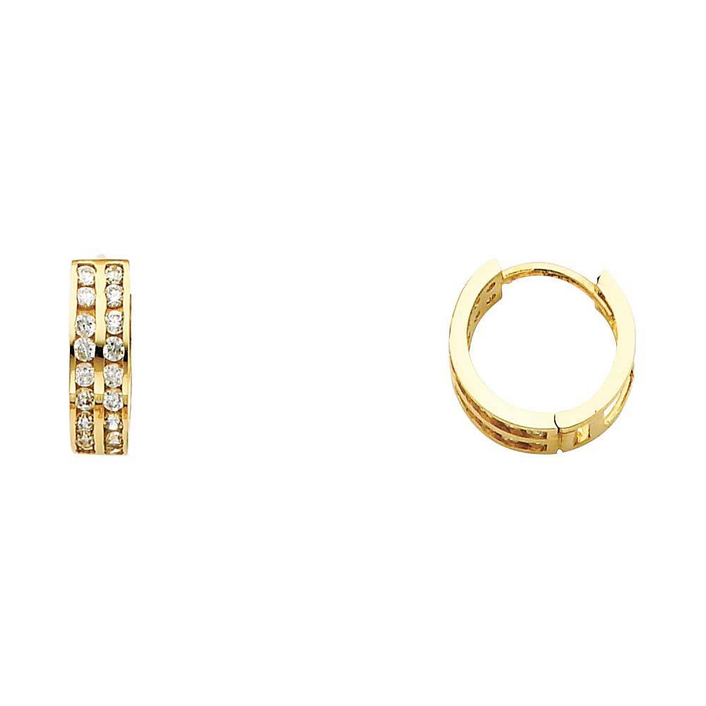 14K Yellow Gold 4mm CZ Huggies Earrings