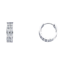 Load image into Gallery viewer, 14K White Gold 5mm CZ Huggies Earrings