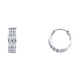 14K White Gold 5mm CZ Huggies Earrings