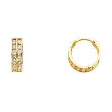Load image into Gallery viewer, 14K Yellow Gold 5mm CZ Huggies Earrings