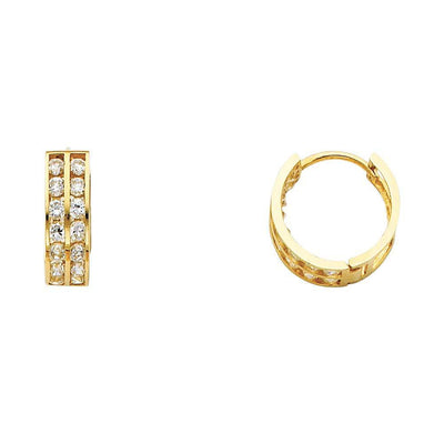 14K Yellow Gold 5mm CZ Huggies Earrings