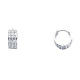 14K White Gold 5mm CZ Huggies Earrings