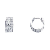 14K White Gold 7mm CZ Huggies Earrings