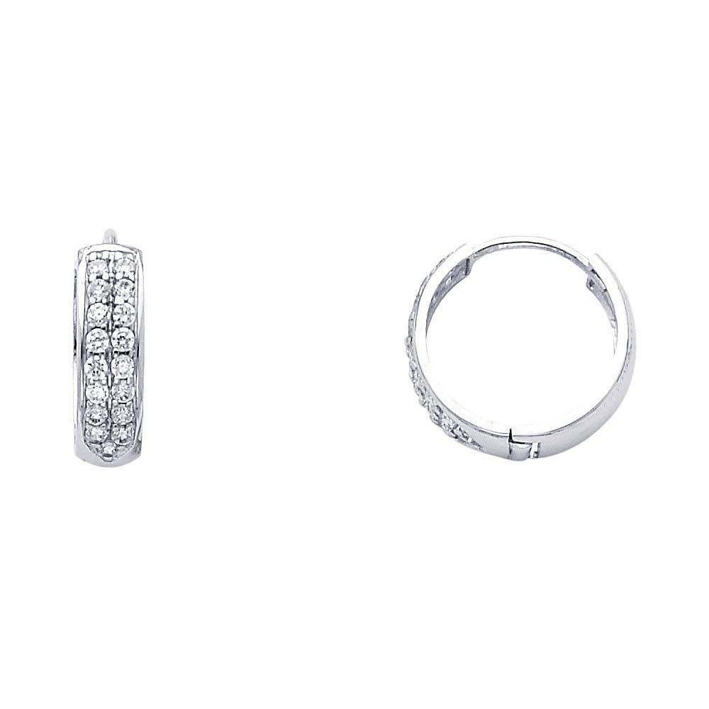 14K White Gold 4mm CZ Huggies Earrings