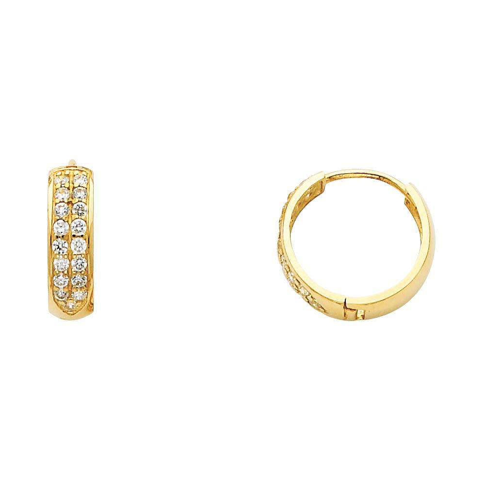 14K Yellow Gold 4mm CZ Huggies Earrings