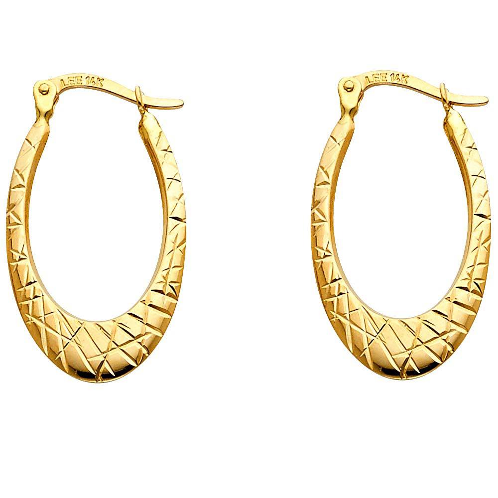 14K Yellow Gold 1.7mm Diamond Cut Hoop Earrings