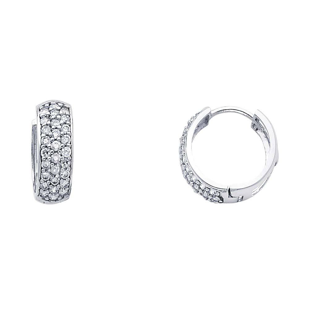 14K White Gold 6mm CZ Huggies Earrings