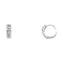 Load image into Gallery viewer, 14K White Gold 3mm CZ Huggies Earrings
