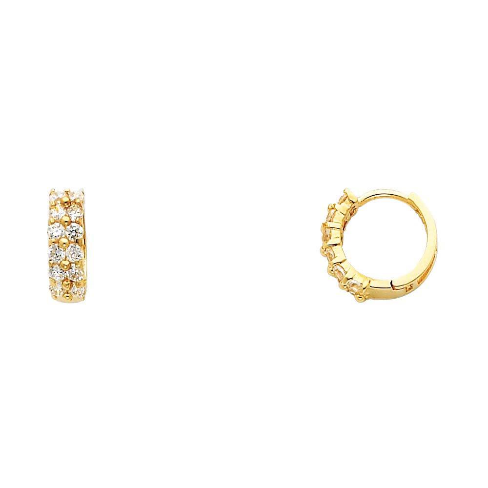 14K Yellow Gold 3mm CZ Huggies Earrings