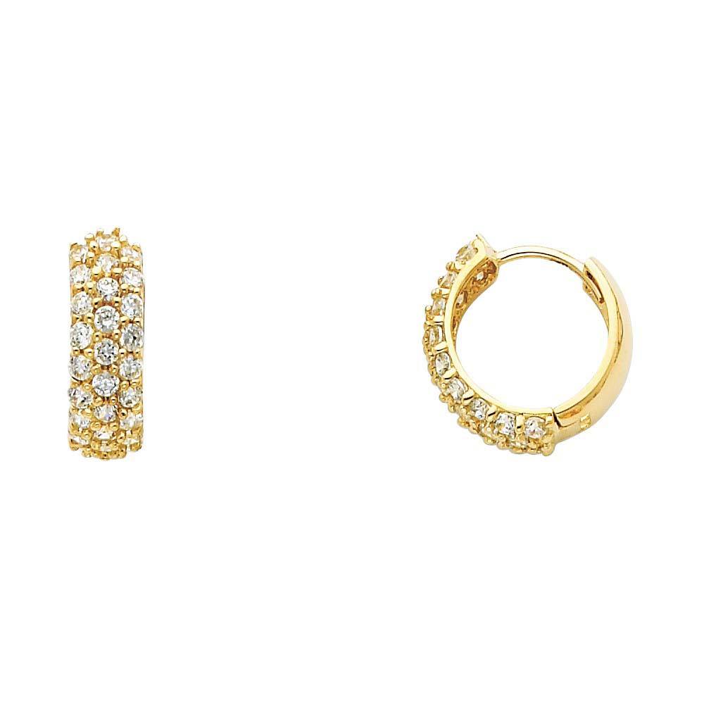 14K Yellow Gold 5mm CZ Huggies Earrings