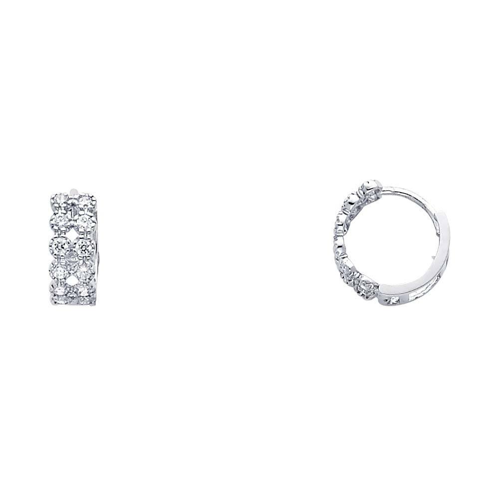 14K White Gold 4mm CZ Huggies Earrings