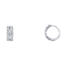 Load image into Gallery viewer, 14K White Gold 4mm CZ Huggies Earrings