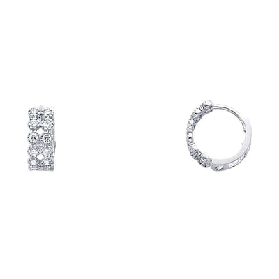 14K White Gold 4mm CZ Huggies Earrings