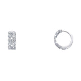 14K White Gold 4mm CZ Huggies Earrings