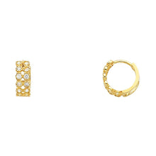 Load image into Gallery viewer, 14K Yellow Gold 4mm CZ Huggies Earrings