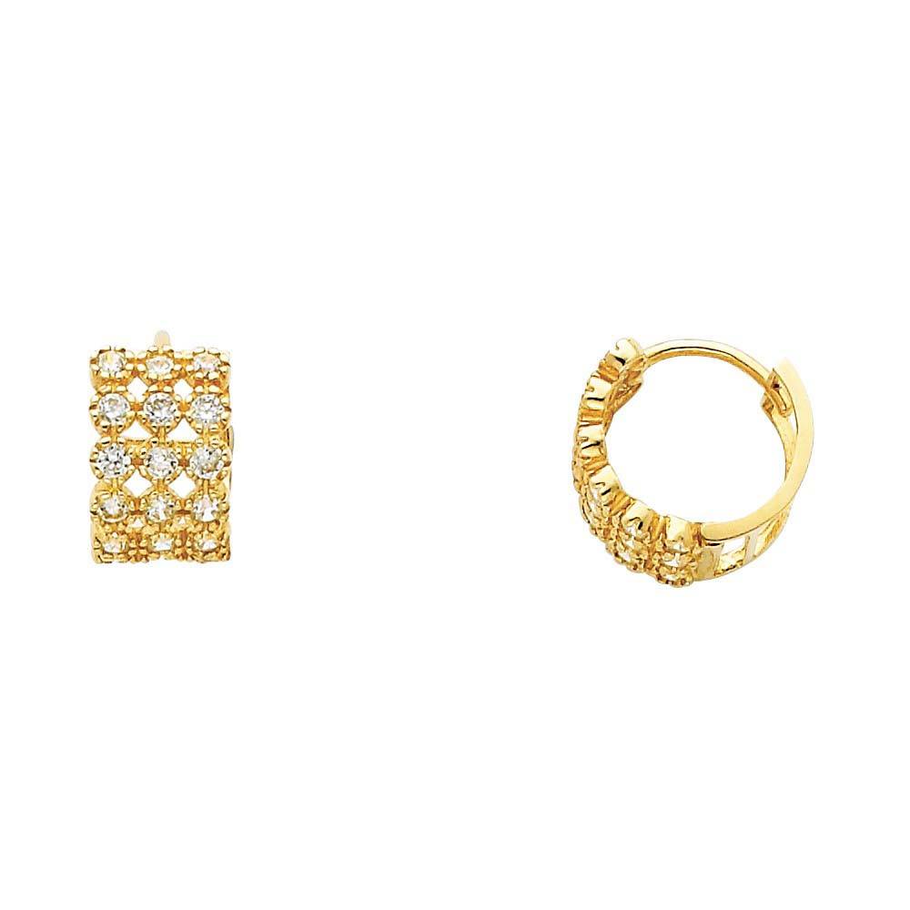 14K Yellow Gold 7mm CZ Huggies Earrings