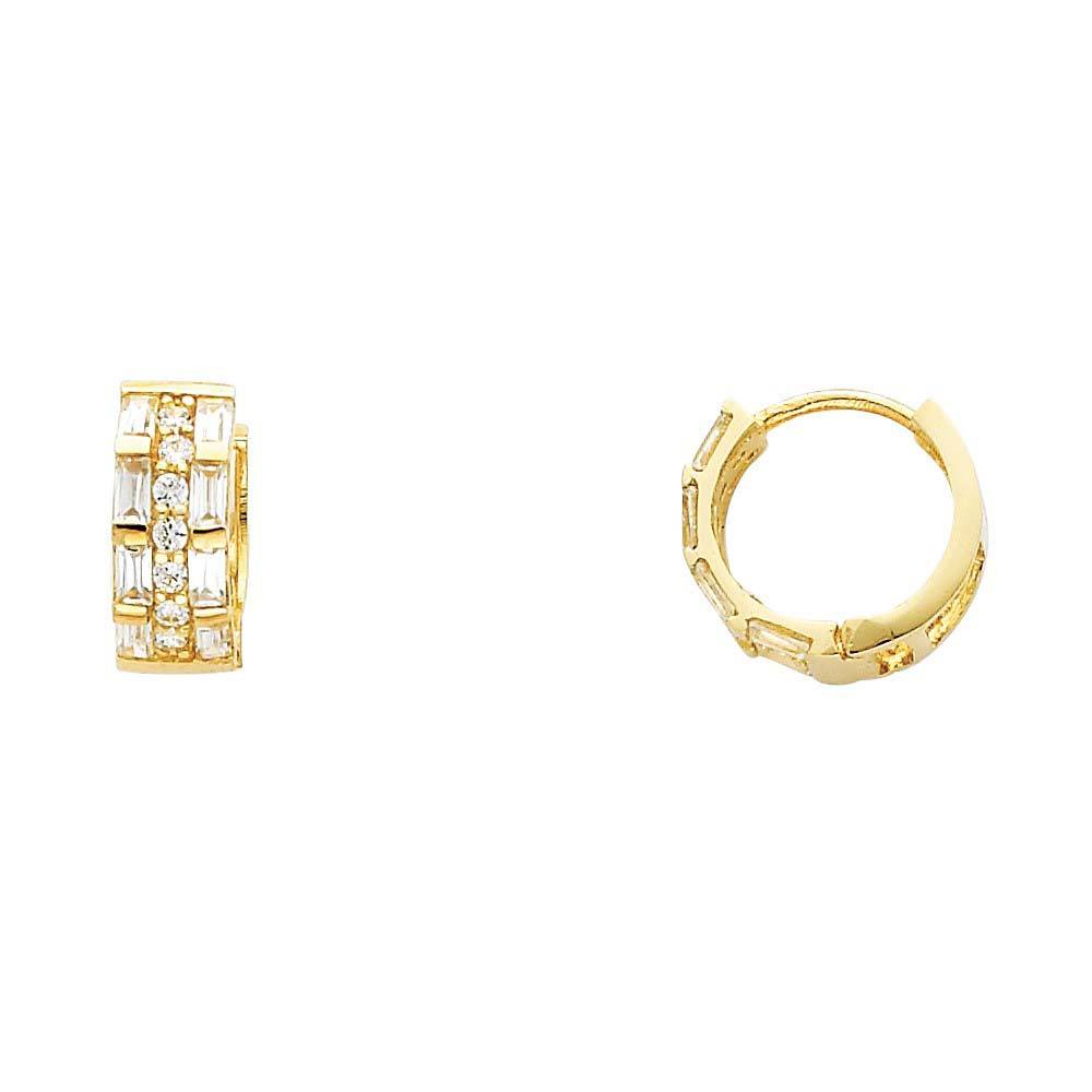 14K Yellow Gold 6mm CZ Huggies Earrings