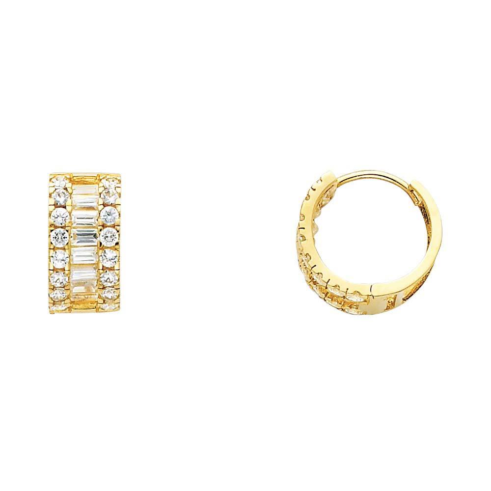 14K Yellow Gold 7mm CZ Huggies Earrings