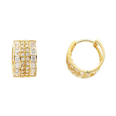 14K Yellow Gold 10mm CZ Huggies Earrings