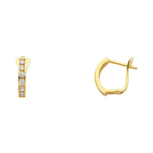 Load image into Gallery viewer, 14k Yellow Gold 10mm Polished Round CZ Huggie Earrings With Lever Backing