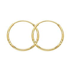 14k Yellow Gold 1.5mm Diamond Cut Hoop Earrings