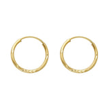 14k Yellow Gold 1.25mm Diamond Cut Hoop Earrings