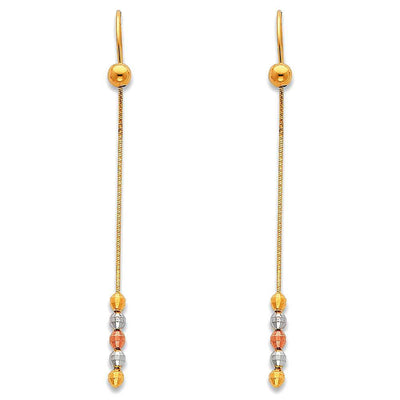 14K Tri Color Gold Hanging Earrings