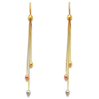 14K Tri Color Gold Hanging Earrings