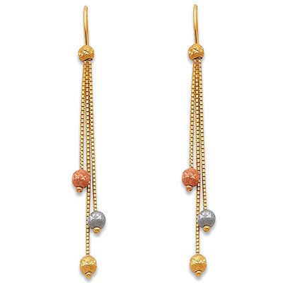 14K Tri Color Gold Hanging Earrings