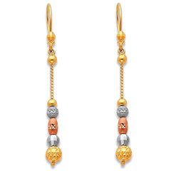 14K Tri Color Gold Hanging Earrings