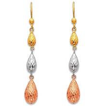 Load image into Gallery viewer, 14K Tri Color Gold Hanging Earrings