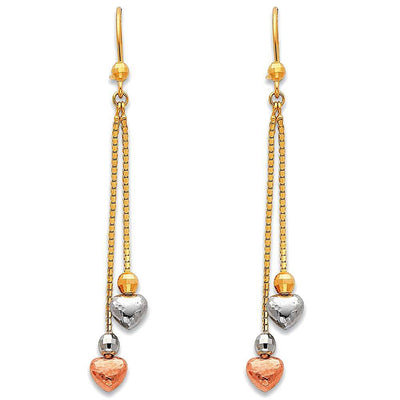 14K Tri Color Gold Hanging Earrings