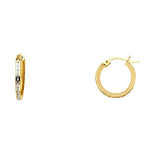 Load image into Gallery viewer, 14K Yellow Gold 2mm Clear CZ Channel Hoop Earrings