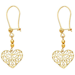 14K Yellow Gold Open Heart Earrings