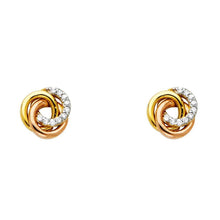 Load image into Gallery viewer, 14K Yellow Gold 7mm Flower CZ Stud Earrings