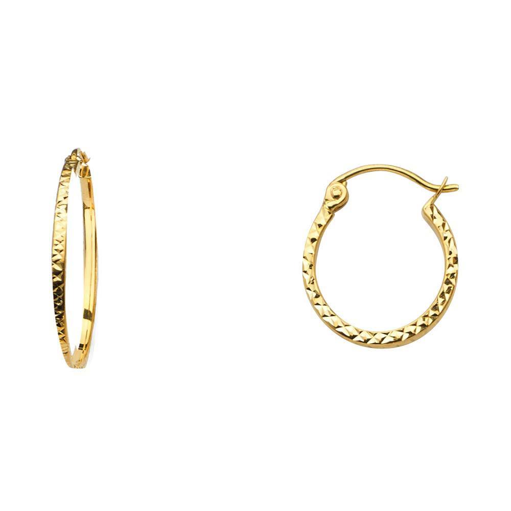 14K Yellow Gold 1.5mm Square Tube DC Hoop Earrings