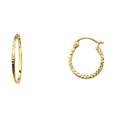 14K Yellow Gold 1.5mm Square Tube DC Hoop Earrings