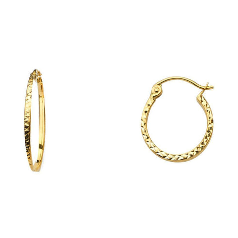 14K Yellow Gold 1.5mm Square Tube DC Hoop Earrings